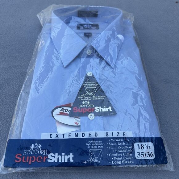 Lot of 3 NEW in Bag Stafford Wrinkle Free Dress Shirt Mens Size 18.5 35/36 - Picture 7 of 16